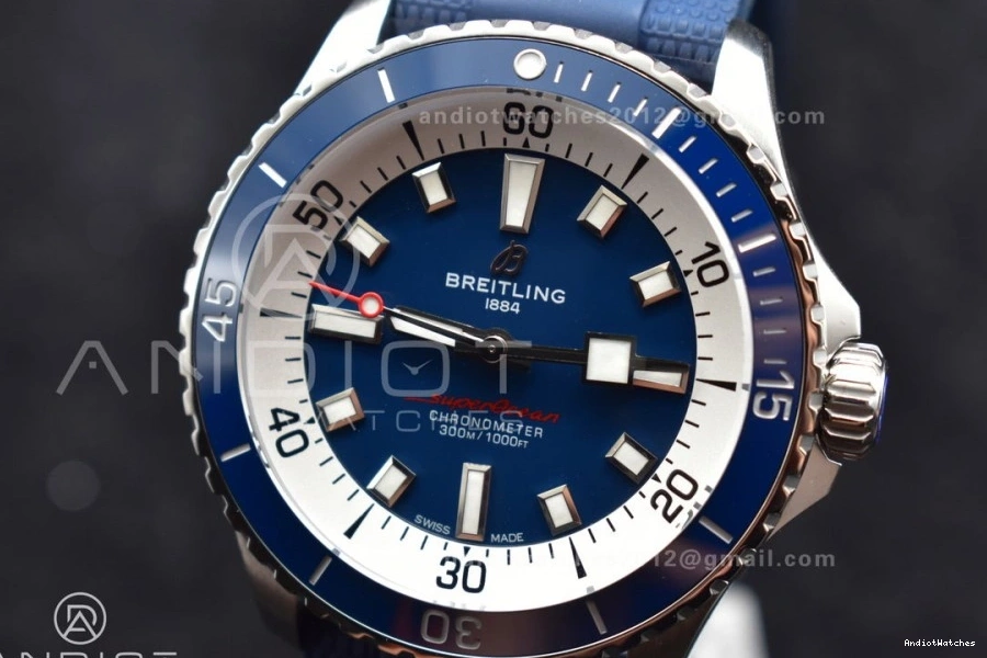 Automatic Blue Dial on 1168 Rubber 1:1 A SS Strap Blue SuperOcean 42 Contemporary BLSF Best Edition 0214
